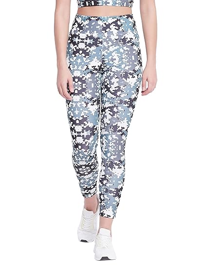 Women's Snug Fit Printed Active Tights - Blue