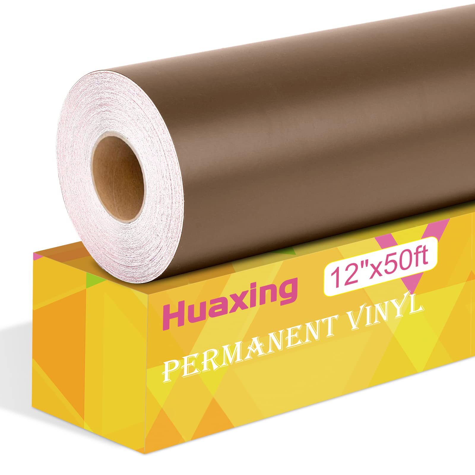 Matte Brown Permanent Vinyl, 12" x 50FT Permanent Adhesive Vinyl Roll for All Cutting Machines, Signs, Craft Die Cutters