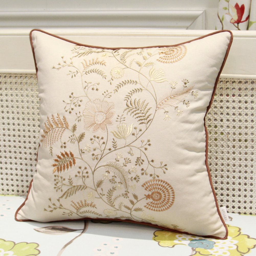 Oreiller coton PP et coussin broderie moderne 45x45cm pour décoration lit salon