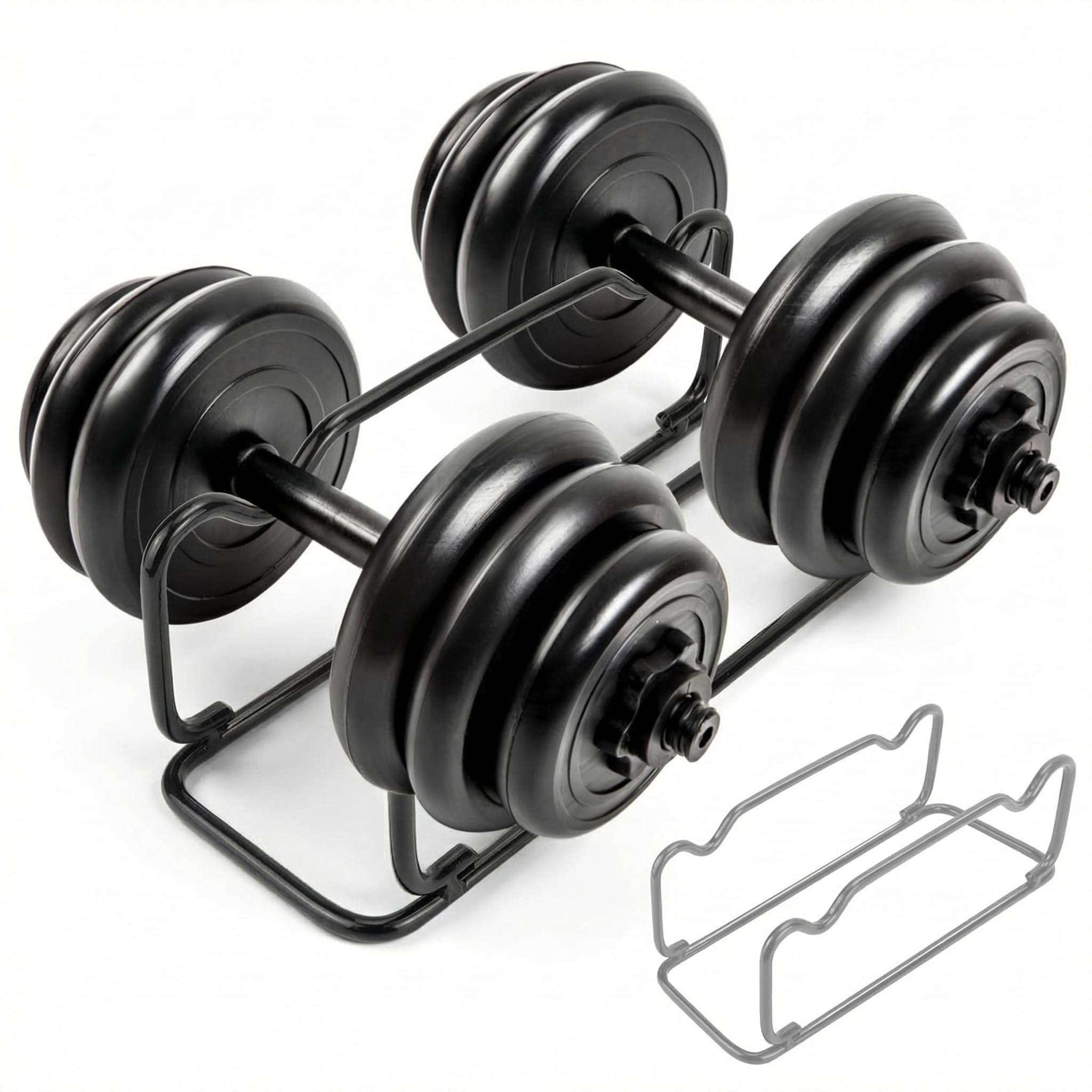 QWORK® 1 pezzo supporto per manubri, porta manubri, porta manubri palestra casa, 30x11x10 cm, nero