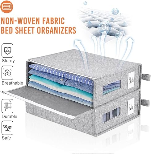 Miniatura 2 de Homaisson Paquete de 5 organizadores y almacenamiento de sábanas, organizadores plegables para armario de lino, contenedores de almacenamiento de