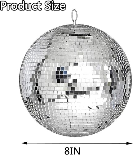 Miniatura 2 de Alytimes Bola de discoteca con espejo, bola de discoteca plateada de 8 pulgadas, genial y divertida, decoración de fiesta grande, diseño de fiesta