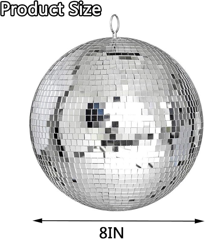 Bola espejo disco 20 cm plateada para fiestas miniatura 3
