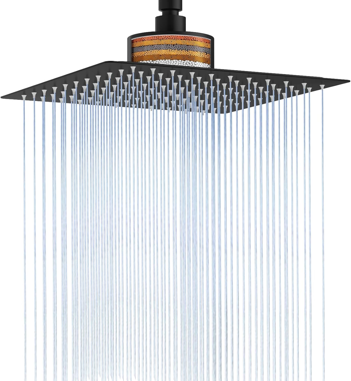 RUMOSE Square 10 Inch Rain Shower Head with Filter Black Rainfall Shower Head Stainless Steel