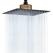 RUMOSE Rain Shower Head with Filtered Matte Black 10 Inch High Pressure Rainfall Shower Head Square Stainless Steel Fixed Waterfall Showerheads Filter For Hard Water