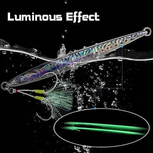 Miniatura 5 de Fishing Jigs Vertical Saltwater Jigs 6.35oz-7.05oz Metal Jigging Spoon Slow Jigging Pitching Fishing Lures with Assist Hooks for