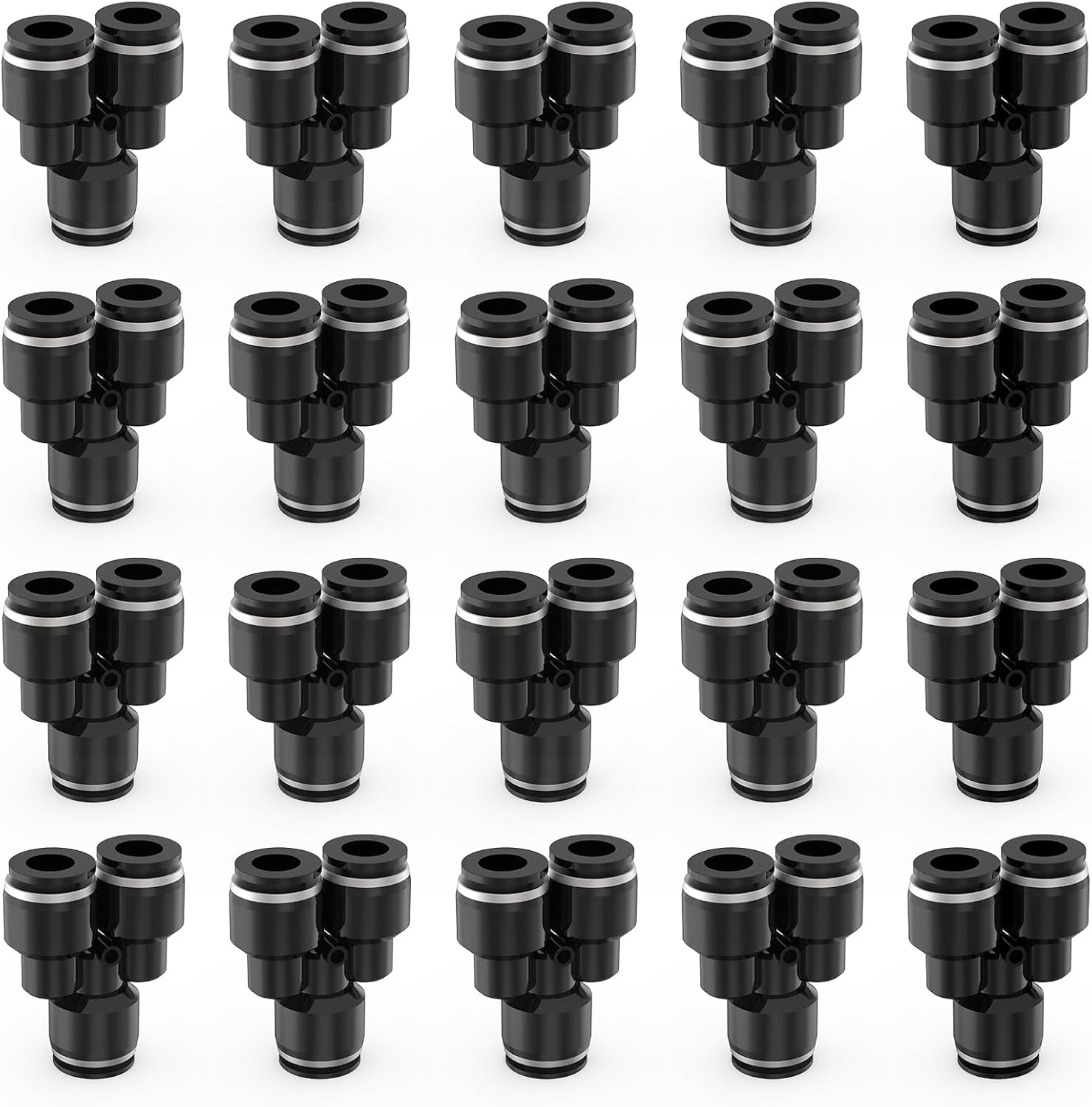20Packs Y tee Black 1/2"OD Push to Connect Fittings,Air Line Fittings and Hose Kits for Quick Connect Applications
