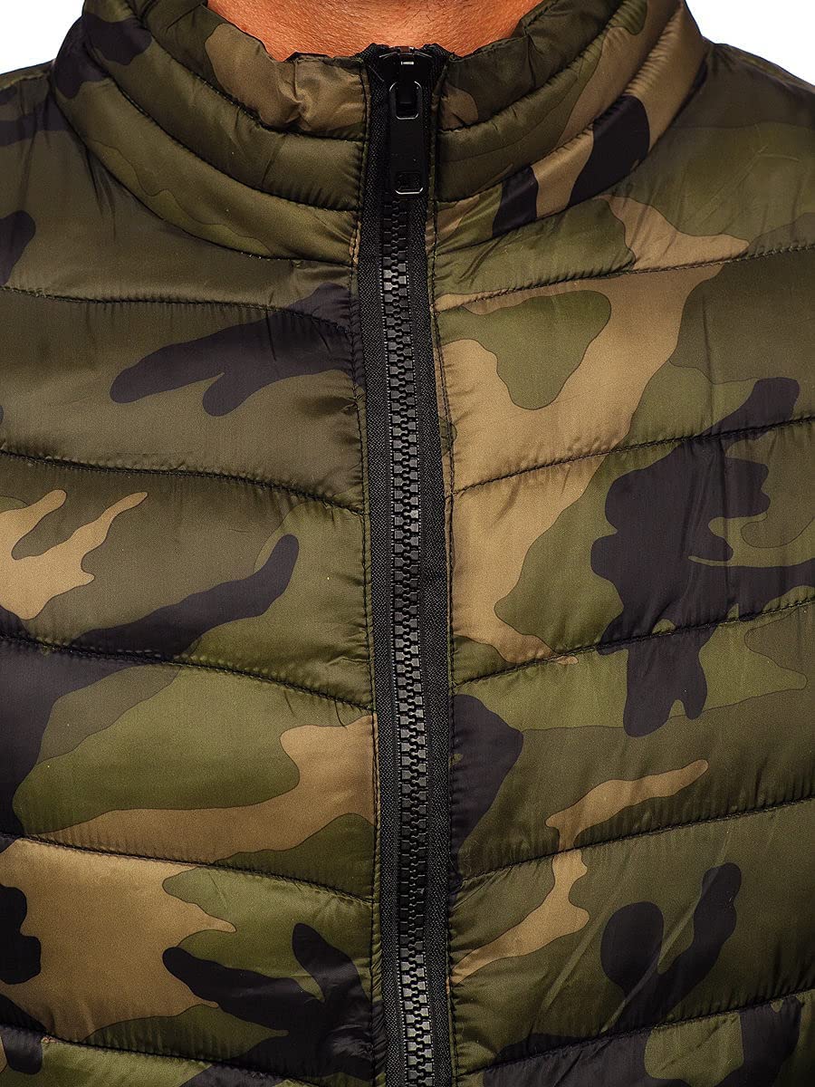 BOLF Hombre Chaqueta de Entretiempo Deportiva Cierre de Cremallera Cuello elevado Cazadora Ropa de Abrigo Plumas Outdoor Básico Estilo Diario 4D4