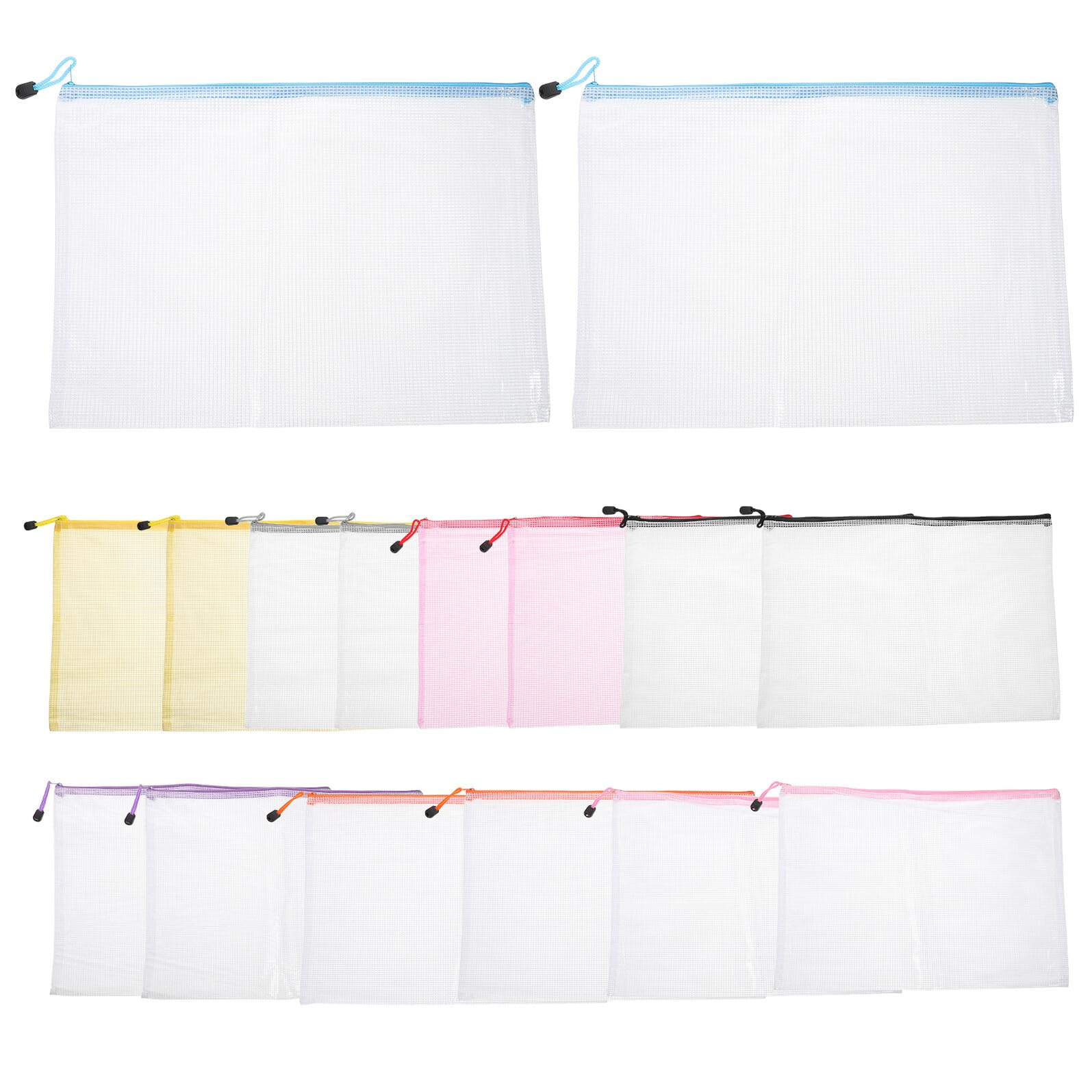 16 pezzi Buste File Mesh Trasparenti con Cerniera Organizer Documenti per Ufficio e Scuola Custodie Porta Documenti Capacità Ampia Colori Misti