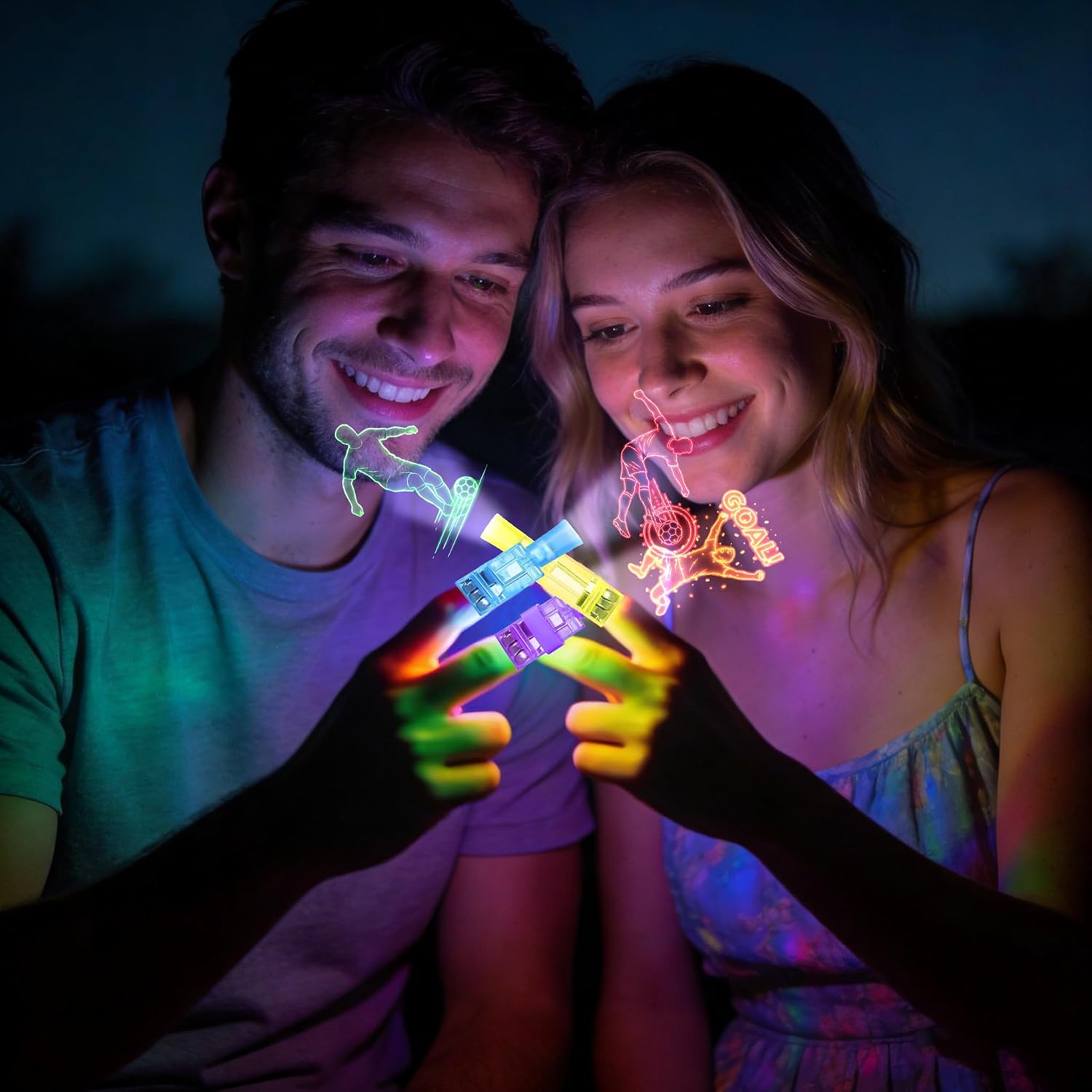 40PCS Soccer Party Favors LED Finger Lights for Goodie Bag Stuffers | 40pcs soccer LED finger lights with 8 designs, great for goodie bags, party favors, favor boxes, and soccer decor.