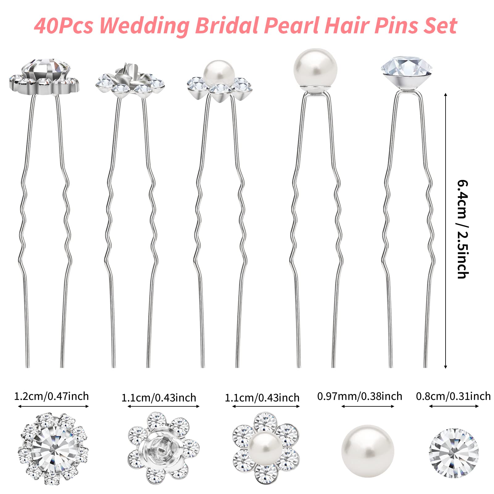 40 Pack Wedding Pearl Bridal Hair Pins - Image 3