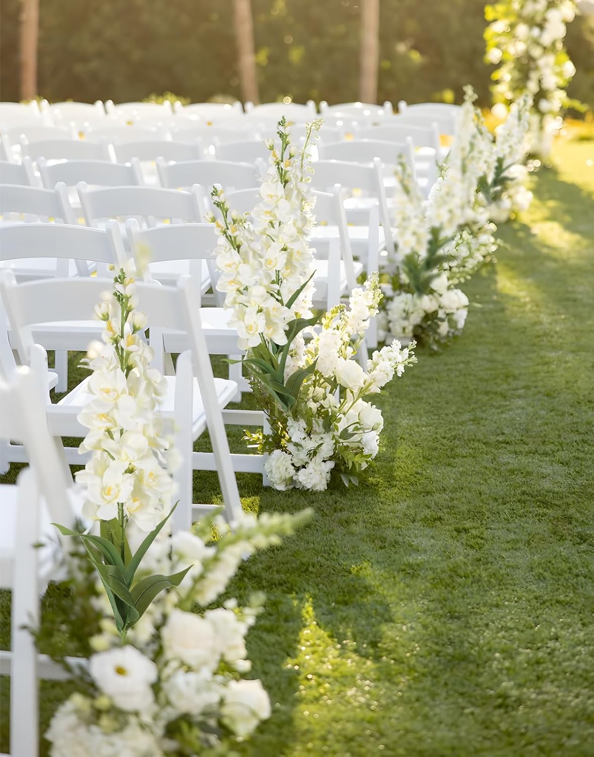 5PCS White Delphinium Artificial Flowers Velvet Silk Larkspur 37.4" Tall Long Stem Faux White Flowers for Vase, Centerpieces, Wedding, Floor Arrangements, Home Decor - Image 5