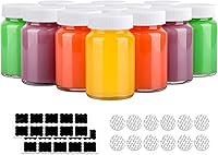 Vista 8 de Paquete de 12 botellas de vidrio de 4 onzas con tapas, botellas vacías de 4.1 fl oz de chupito de jugo de bienestar, tarros de vidrio transparente