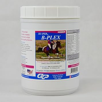 SU-PER B-Plex Powder Equine Vitamins - Complete B-Complex Horse Vitamins and Minerals Supplement - Healthy Hooves, Red Blood Cells, Horse Calming Powder - 2.5 Pounds