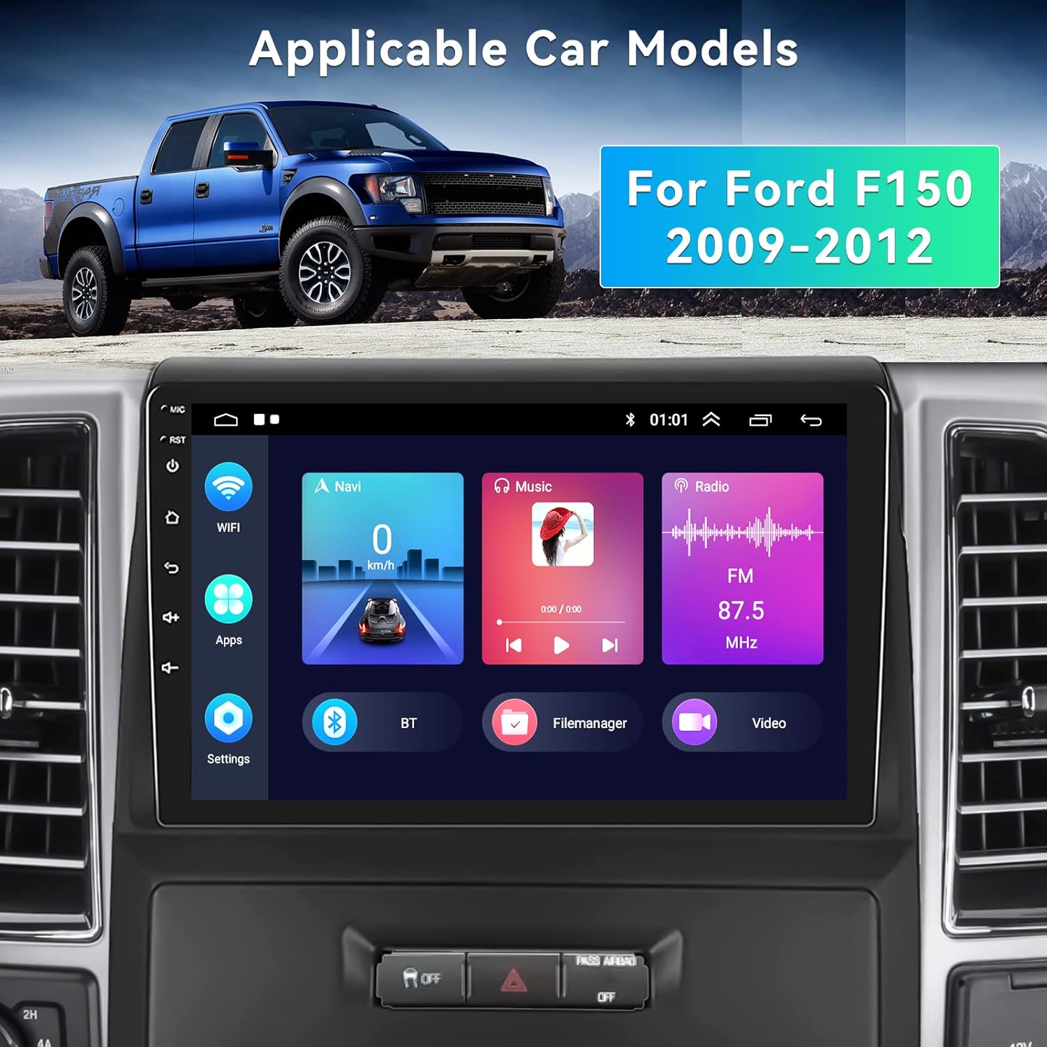 for ford f150 radio upgrade 2009 2010 2011 2012 android 11 car stereo with 9 hd touchscreen 2g ram 32g rom wireless carplay android auto gps naviga