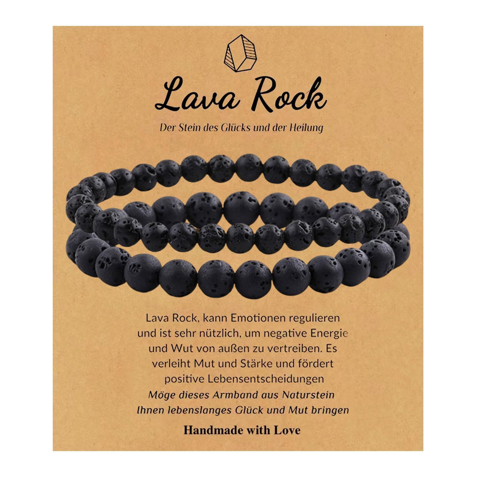 GLLBTPT Heilende Kristall-Armband für Frauen Männer, 8mm und 6mm Naturstein Perlen Armbänder, Stress Relief Angst Yoga Armband bringt Glücksbringer Geschenk (Schwarz)