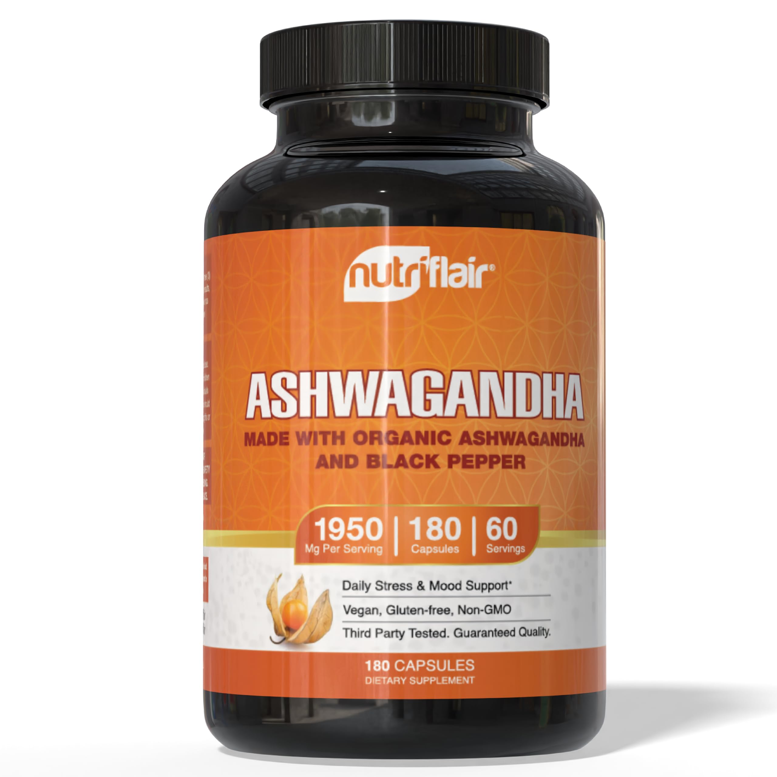 Organic Ashwagandha Root Extract - with Organic Black Pepper - Stress and Mood Support - Powerful Adaptogenic Benefits and Overall Health - Made in USA