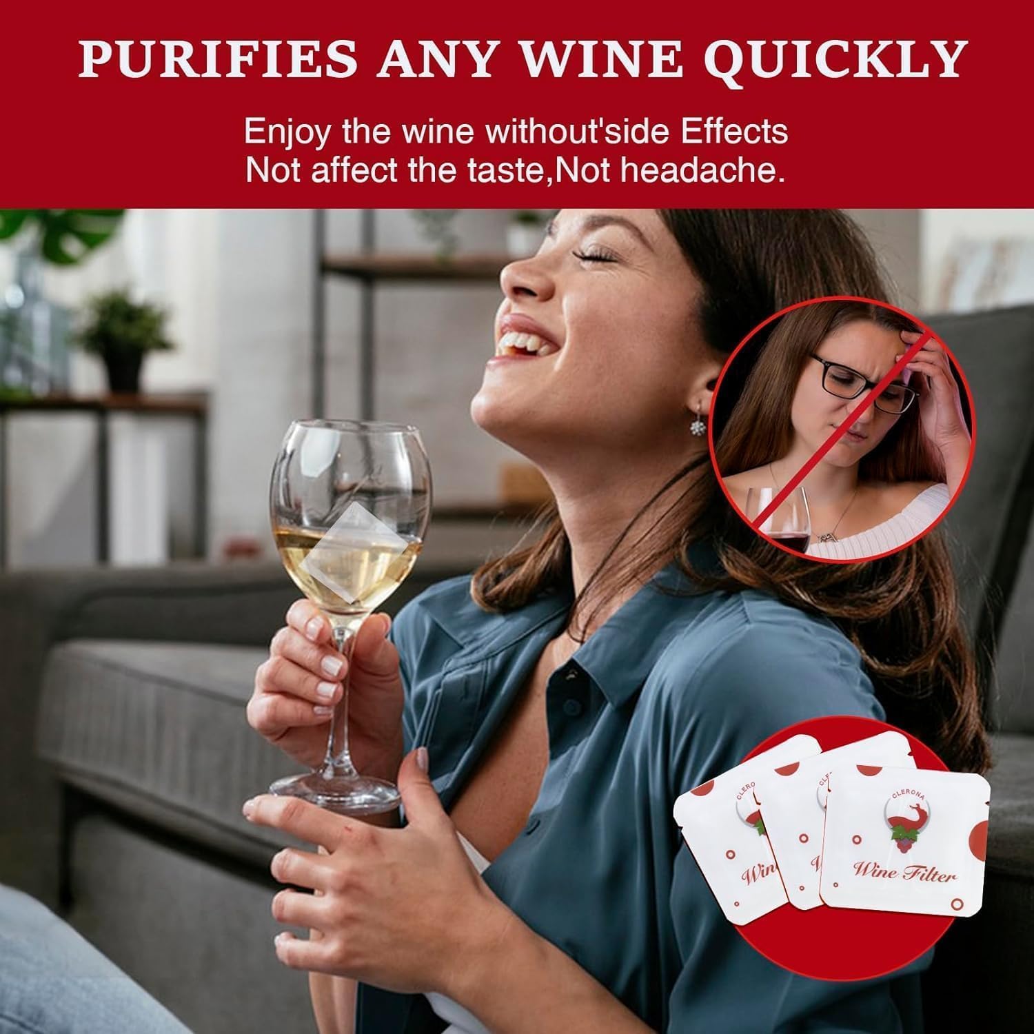 Lot de 24 filtres à vin - Purificateur de vin - Élimine les histamines et le sulfite, prévient les sensibilités du vin