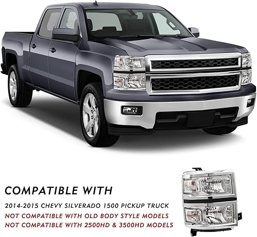 Miniatura 4 de TUSDAR Se adapta a camionetas Chevy Silverado 1500 2014 2015 estilo halógeno OE faros delanteros de repuesto para faros delanteros de fábrica, faros