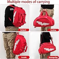 Vista 4 de FIORETTO Bolsa de deporte para hombre con bolsillo húmedo y compartimento para zapatos, ideal para viajes, gimnasio, deportes, natación, B-rojo
