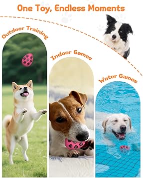 SCHITEC Squeaky Dog Ball, Interactive Fetch Play Pet Toys, Durable Soft Rubber Bouncy Egg Shaped Toy Balls for Medium Breed Dogs