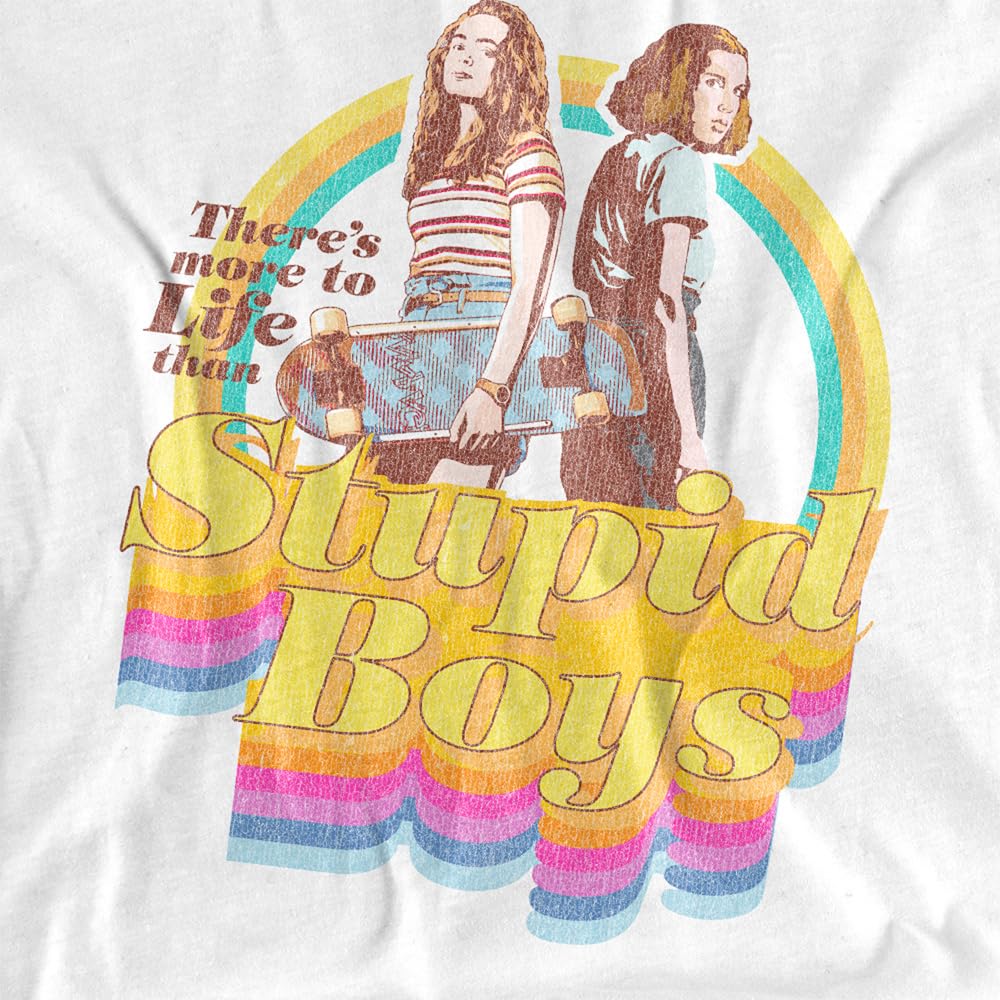 Stranger Things Stupid Boys Kids T Shirt, White