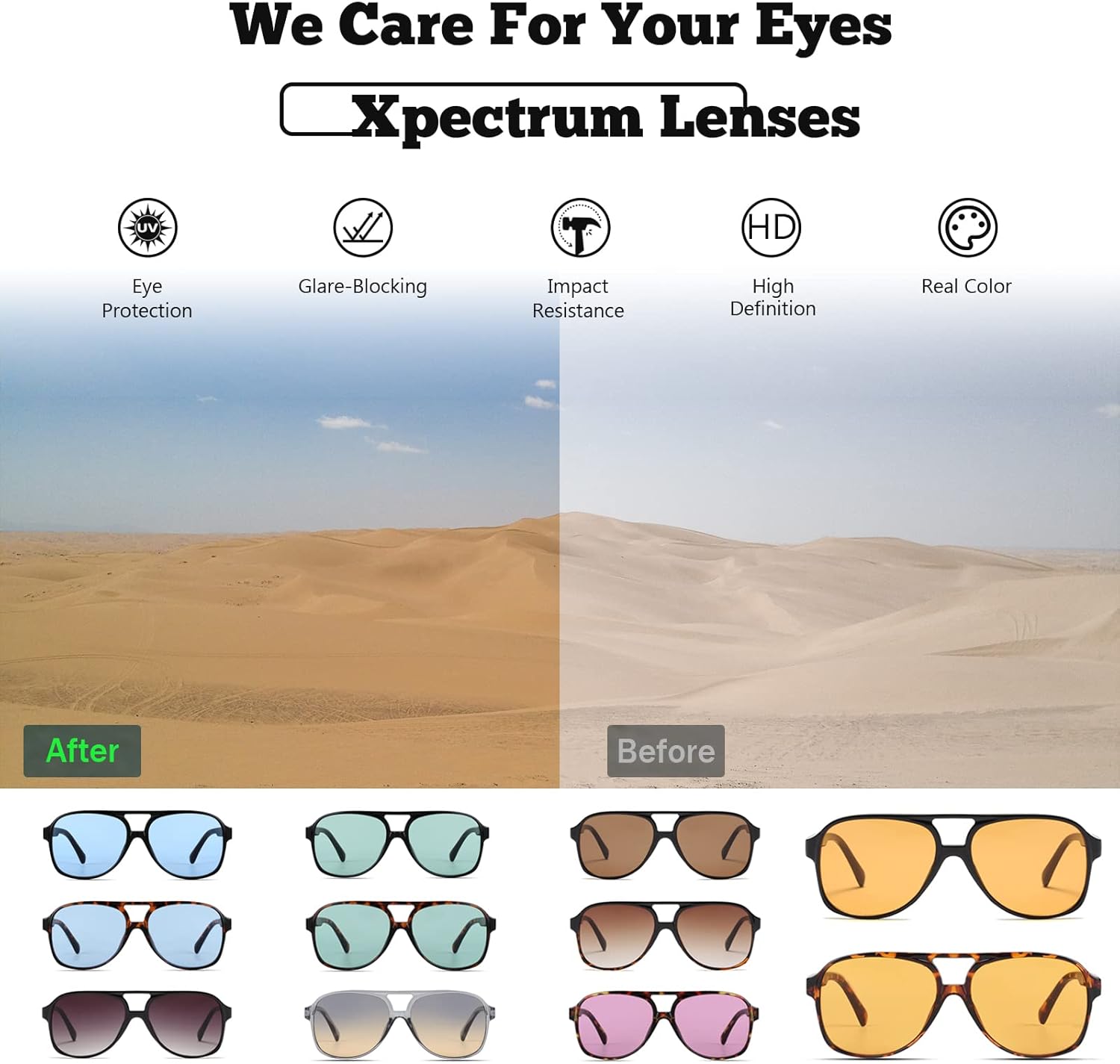 Xpectrum Trendy Retro Sunglasses for Men Women 70s Vintage Aviator Sun Glasses Classic Shades - Image 5