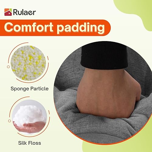 Miniatura 3 de Cojines de silla de 20 x 20 pulgadas para muebles de exterior, color gris claro, doble tubería, cojín de asiento de patio interior, resistente a la