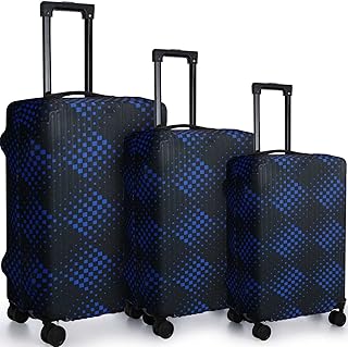 3 Pcs Luggage Cover Set Travel Suitcase Cover Baggage Protective Cloth Washable Anti Scratch Luggage Protector Fits 18-28 Inch Luggage, 3 Sizes(Rhombus Style)