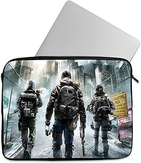 حافظة لاب توب كاجوال مزينة بطبعة من تات مع سوستة لاجهزة اللاب توب مقاس 15.6 بوصة و15 بوصة (156)، أسود