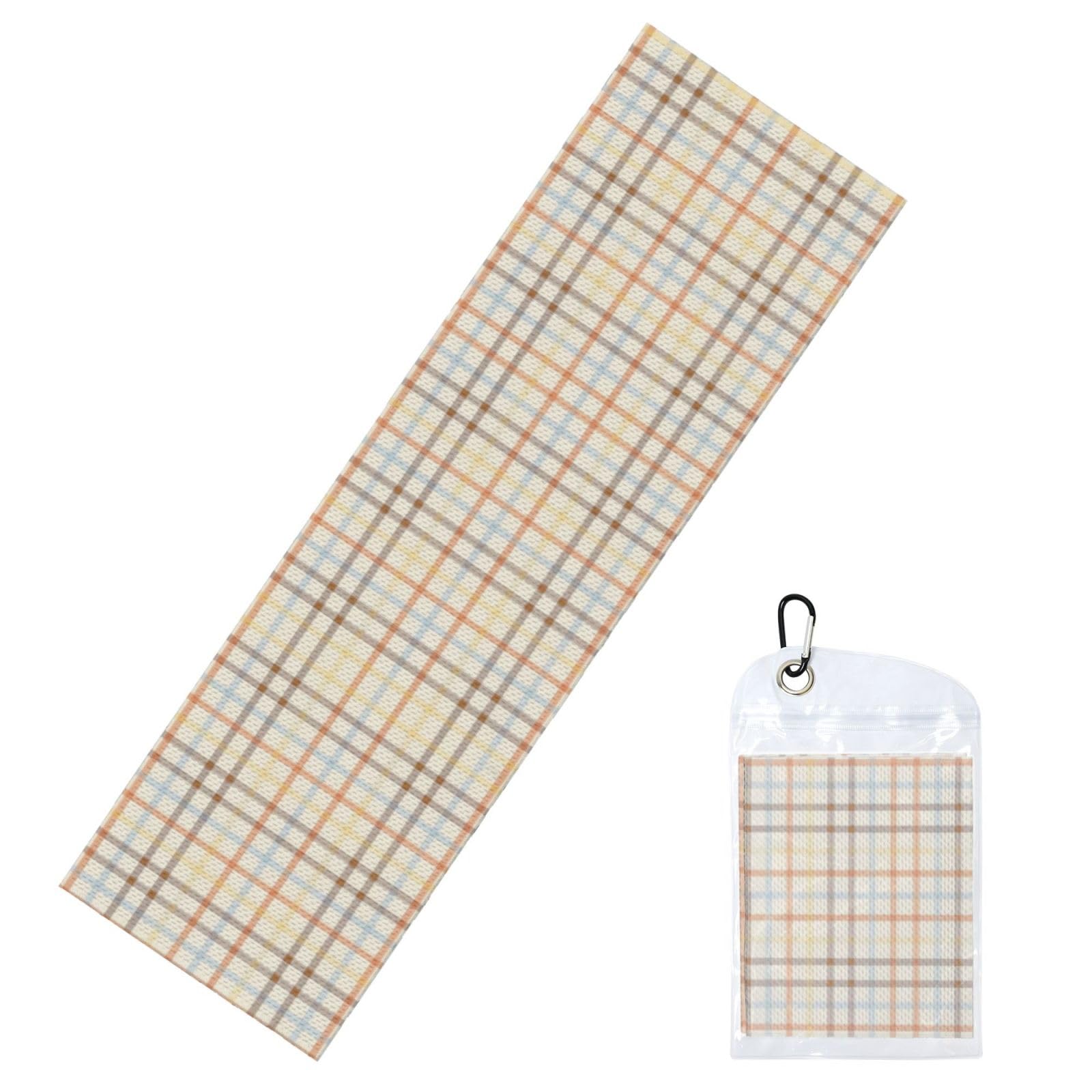 DUYIOKH Muted Color Grid Print Cooling Towel, Portable Towel for Gym Workout Golf Beach World Cup Sports Hot Weather
