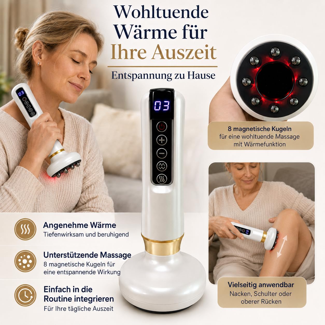 Cellulite Massagegerät, Schröpfgerät mit Wärme und 8 Magnetkugeln
