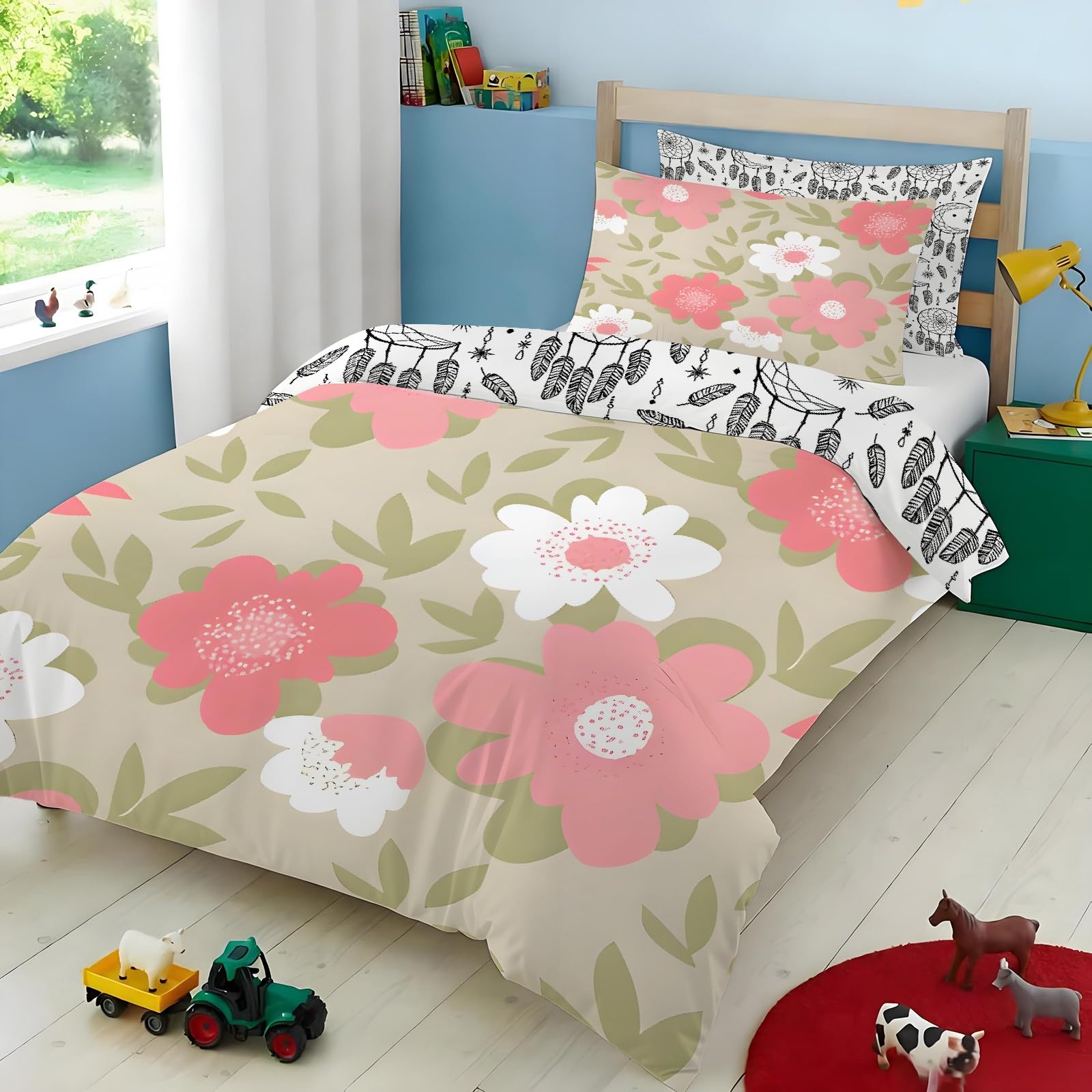 Housse de couette motif fleurs 200x200 cm pour une chambre printanière et cocooning