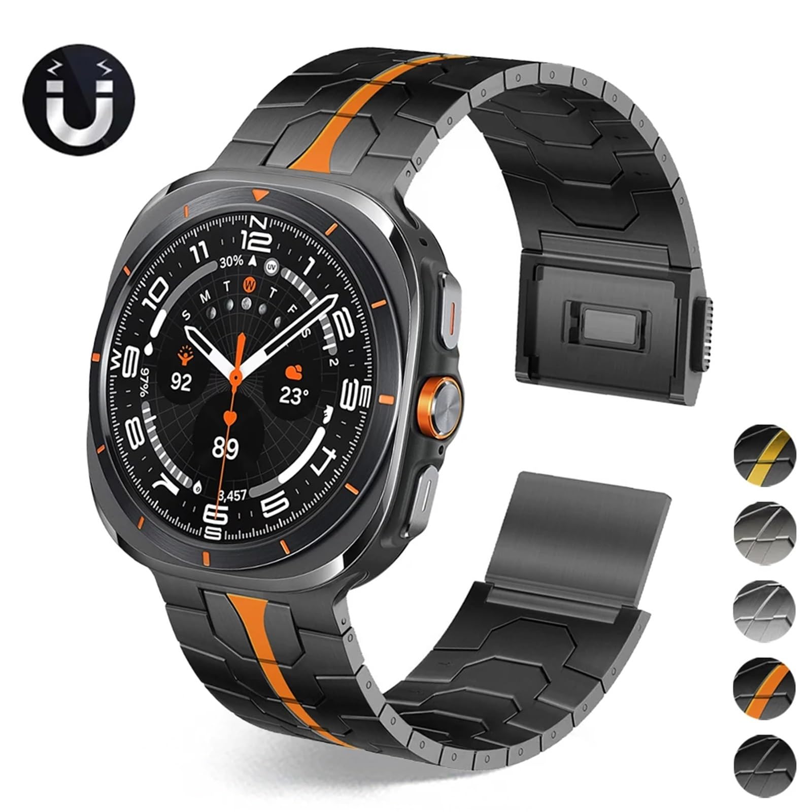 JDIME Cinturino magnetico in titanio per Samsung Galaxy Watch Ultra 7 47mm Cinturino di lusso da uomo per Samsung GALAXY WATCH 47 ultra No Gaps Cinturini per orologi