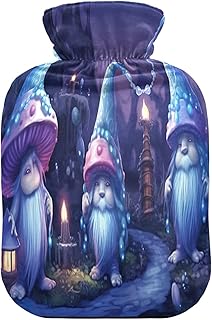 Wajiw Hot Water Bottle with Cover 1L Warm Water Bottle for Hot and Cold Compress Hot and Cold Therapies,Hand Feet Warmer,Christmas Gnomes