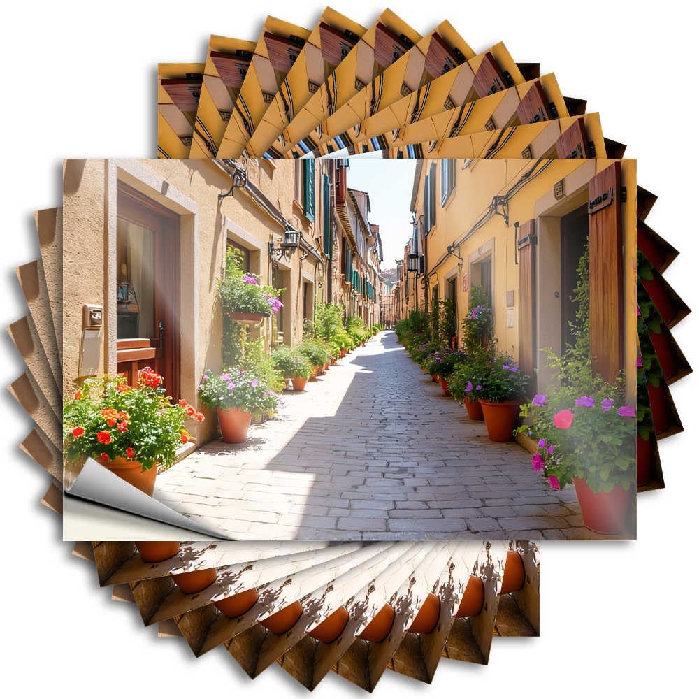 Abipuir - Colorful Mechanical Street Scene Stickers with Potted Flowers, 10 Signs for Man Cave Car Decals (12 x 18 cm)