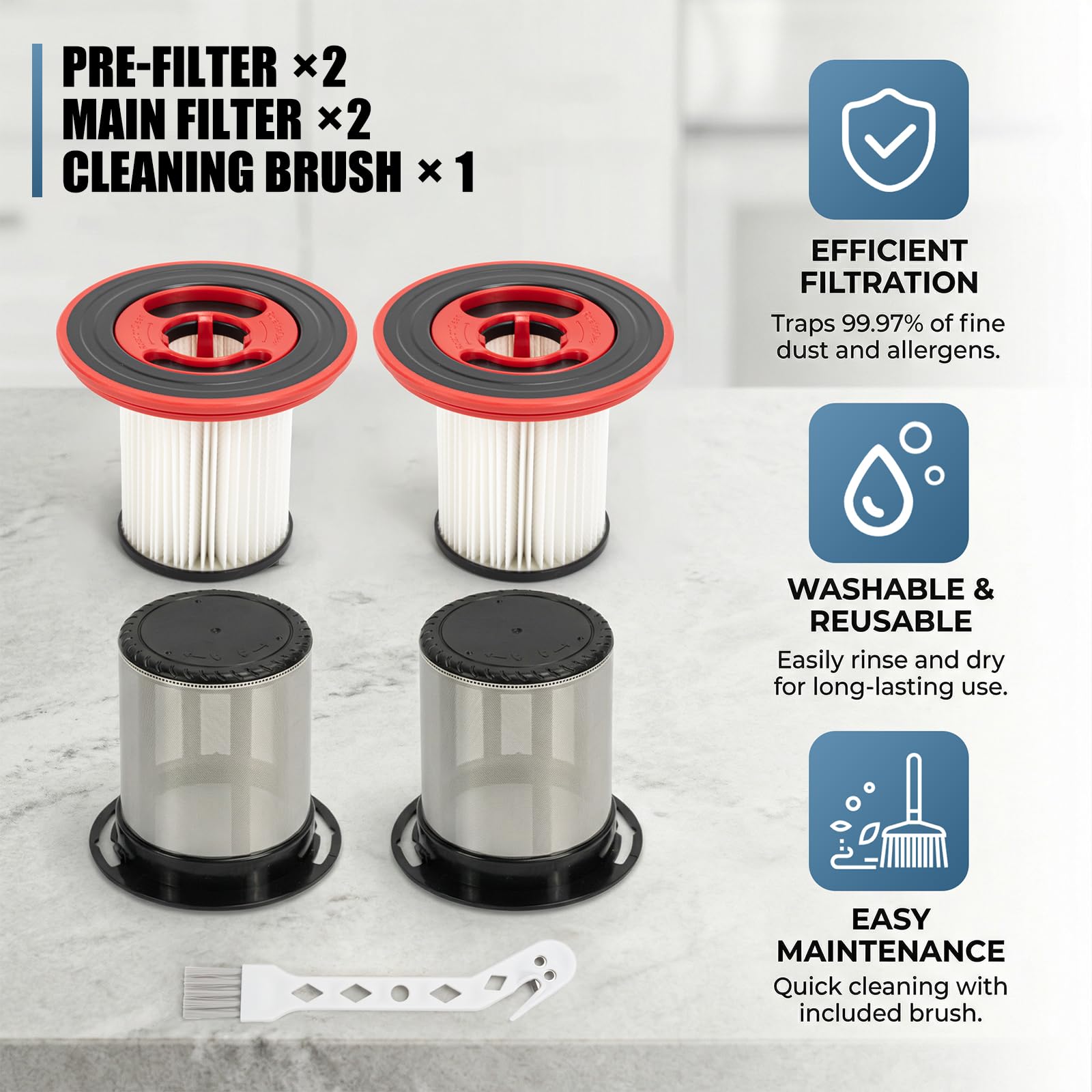2 Stück Ersatzfilter für Bosch Unlimited Serie 7 Akku Staubsauger 12040193 BKS711XXL BBS711W BBS712A BCS711GB BKS711MALL Waschbarer Filter aus Edelstahl Vorfilter mit Reinigungsbürste