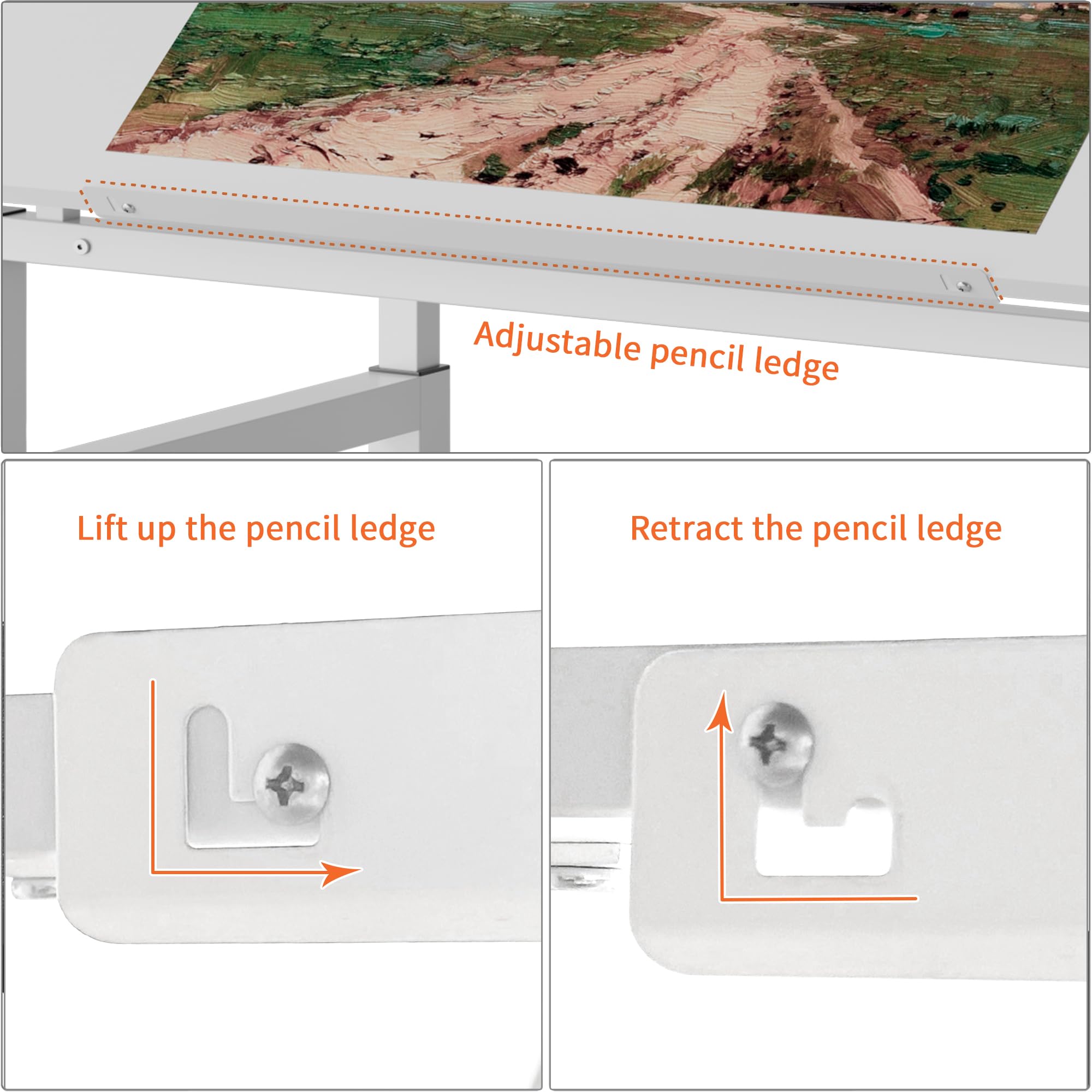 Tavolo da disegno bianco - altezza regolabile 77-100 cm e inclinabile 0-60°, scrivania con 4 piedini di livellamento - tavolo da lavoro per ufficio, studio, sala da disegno - scrivania per