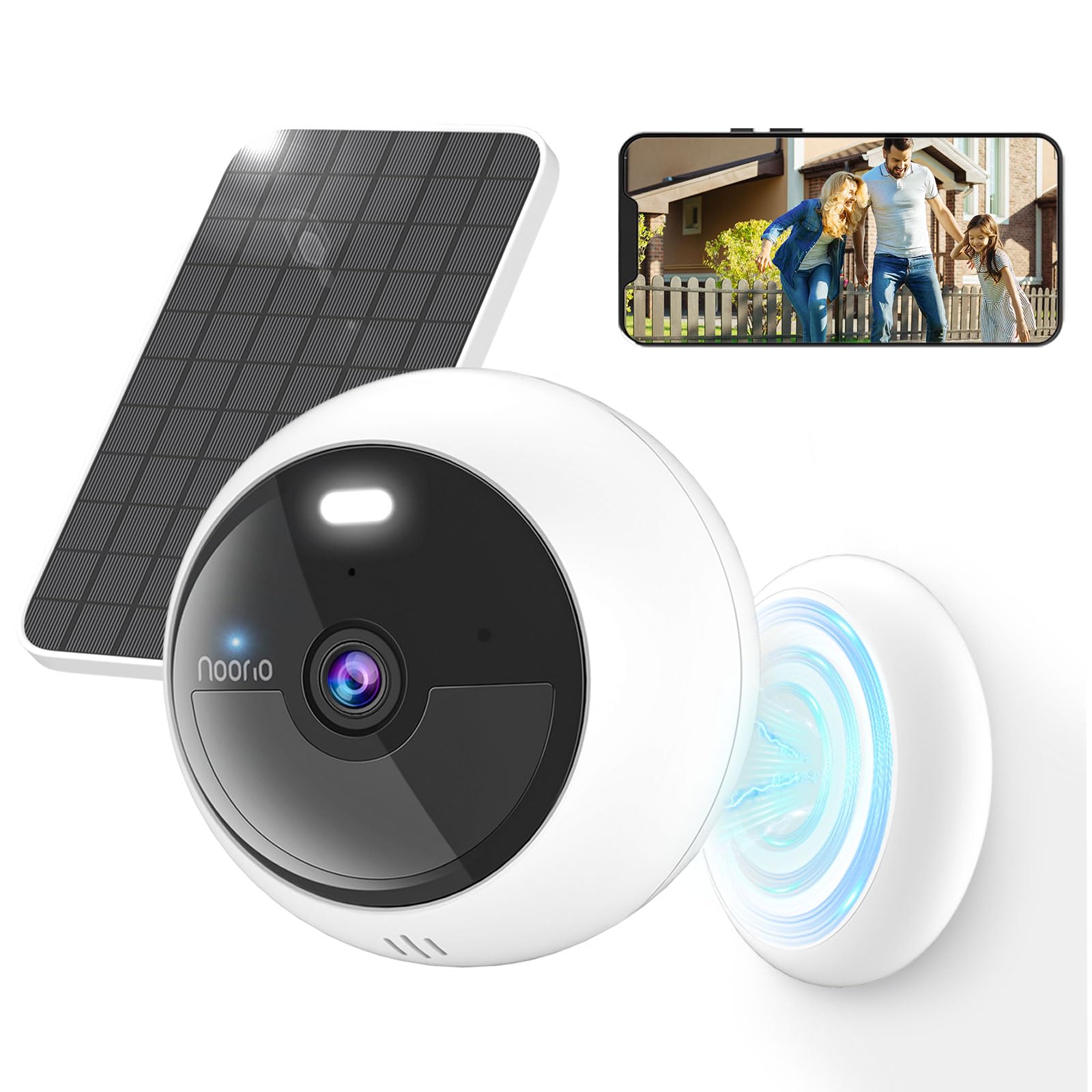 Noorio Cameras for Home Security with Solar Panel Battery Powered Surveillance Camera