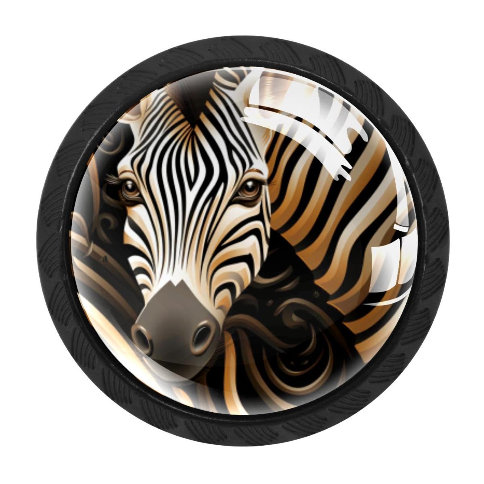 CHENZZZZ 4 PCS Zebra Crystal Glass Cabinet Knob Drawer Pull Handle for Kitchen Cupboard Dresser Wardrobe etc