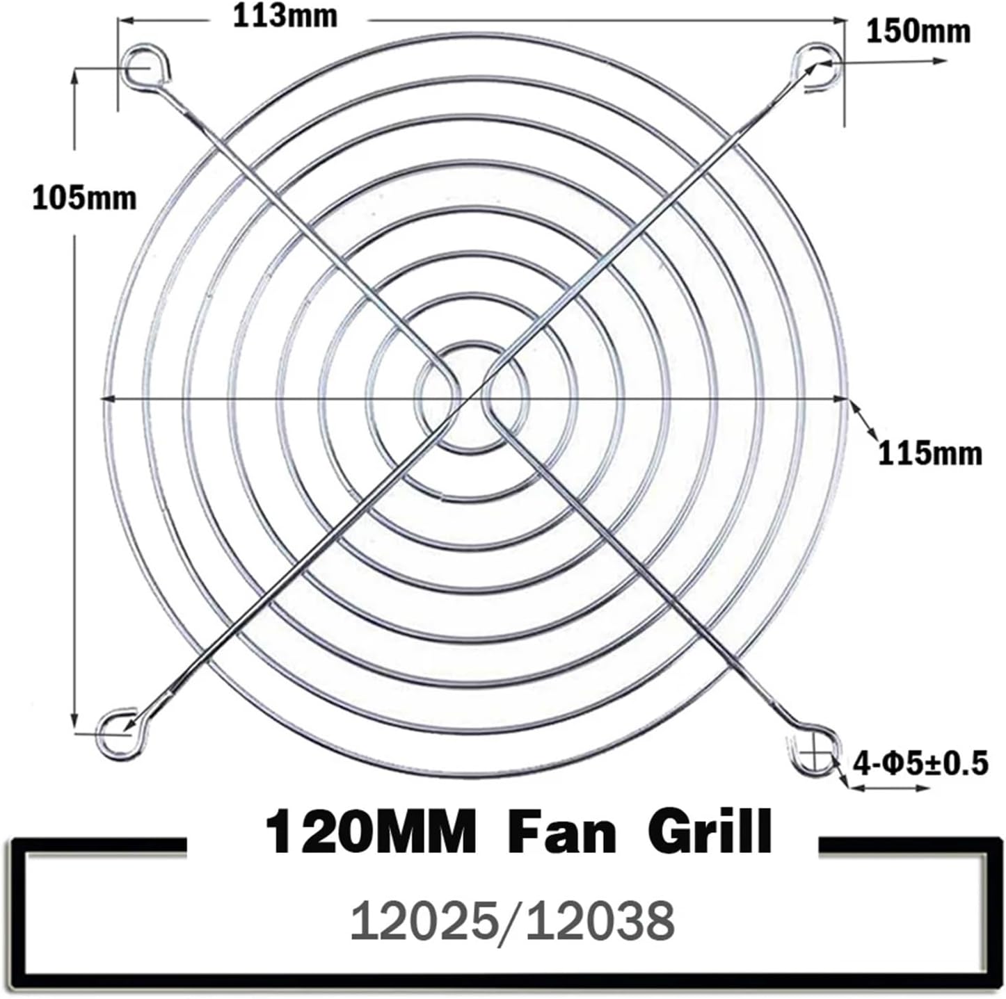 5PCS Metal Mesh Finger Guard Protective Net Fan Grill 30mm 40mm 50mm 60mm 70mm 80mm 90mm 120mm 135mm 140mm 150mm 170mm 200mm(Color:120mm,Size:5PCS-Silver Grills)