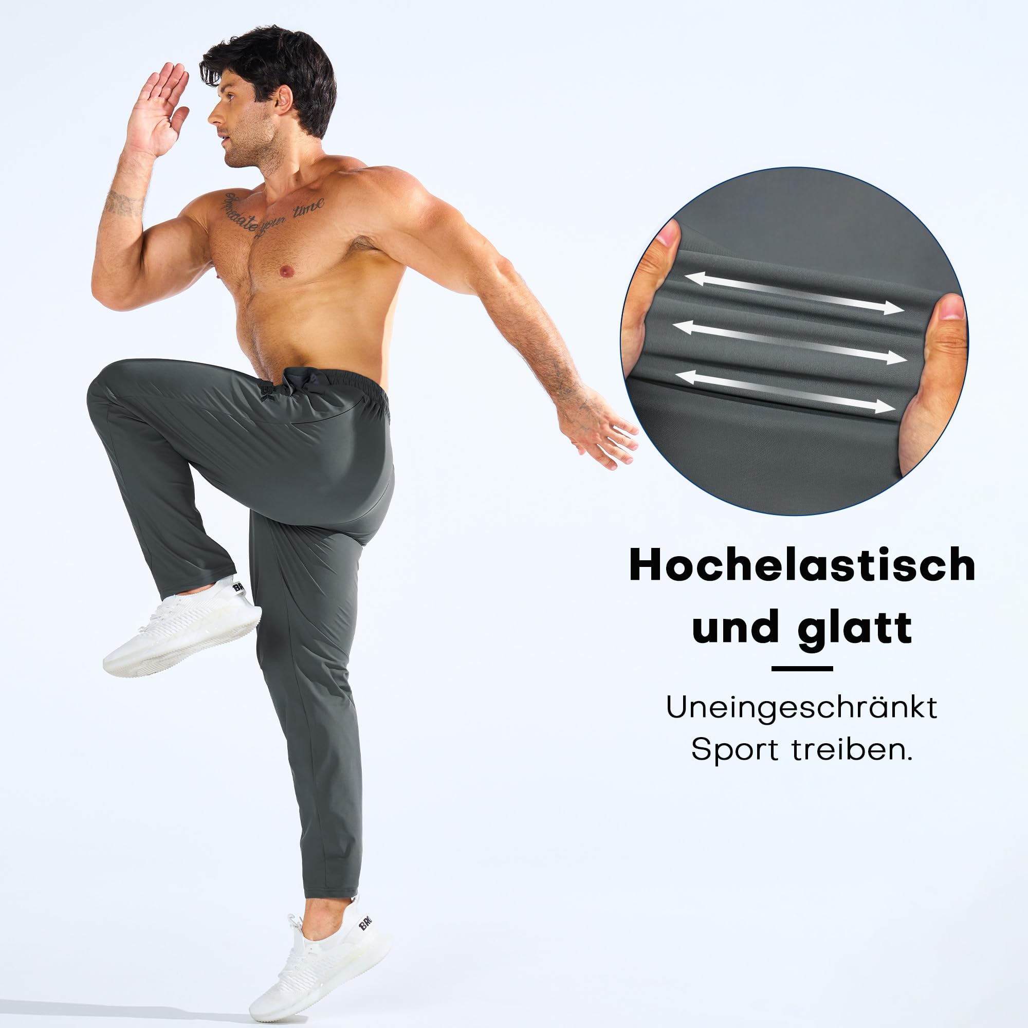 BROKIG Leichte Sporthose Herren Lang Gym Jogginghose Sweatpants | Schnelltrocknende Laufhose Herren Lang, UPF 50+ Sweathose Herren, Gym Sport Trainingshose mit Reißverschlusstasche