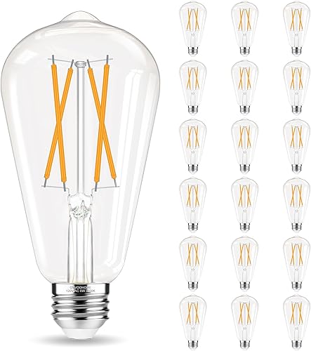 Miniatura 10 de – Bombillas Edison, bombilla LED E26 equivalente a 60 vatios, no regulable, luz blanca suave 2700K, bombillas vintage ST58, CRI de 90+, 6 W 600 lm,