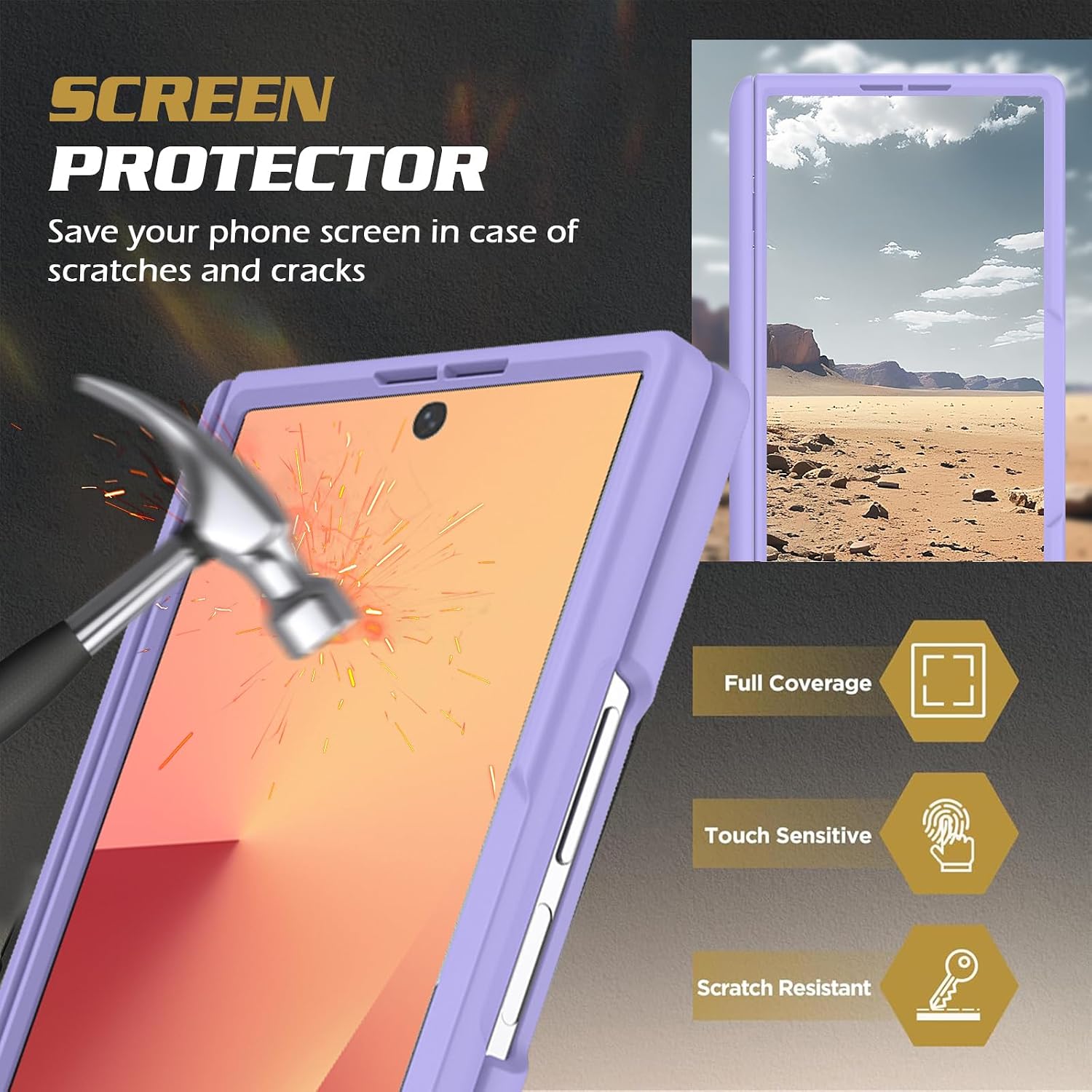 for Samsung Galaxy Z Fold 7 Case with Stand [Hinge Protection] [Screen Protector]Wireless Charging, Anti-fingerprint, Shockproof Rugged Protective Cover, Galaxy Z Fold 7 Phone Case with Ring Kickstand