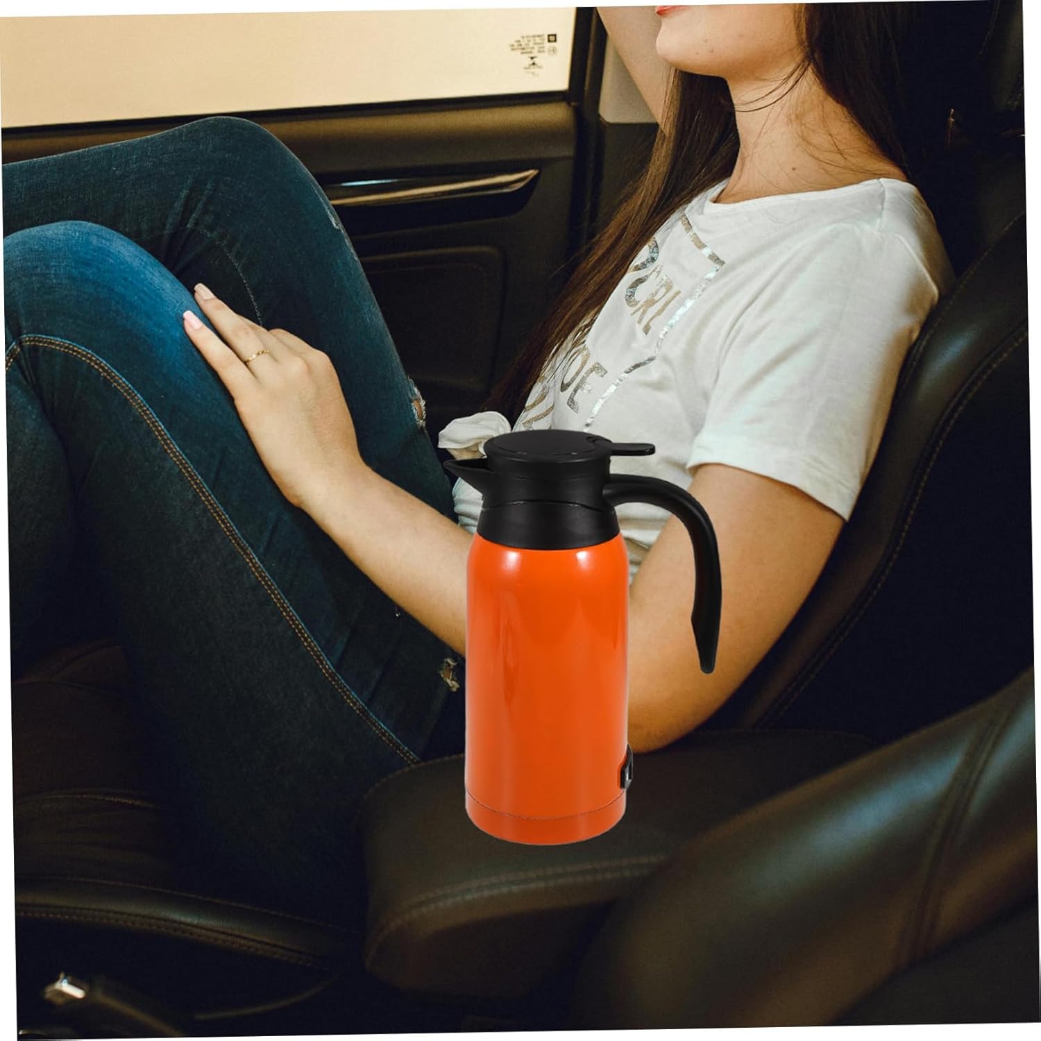 Mobestech Portable Car Water Kettle Electric Travel Heater for Hot Beverages Capacity for Trucks and -distance Travel Convenient Thermal Insulation Design