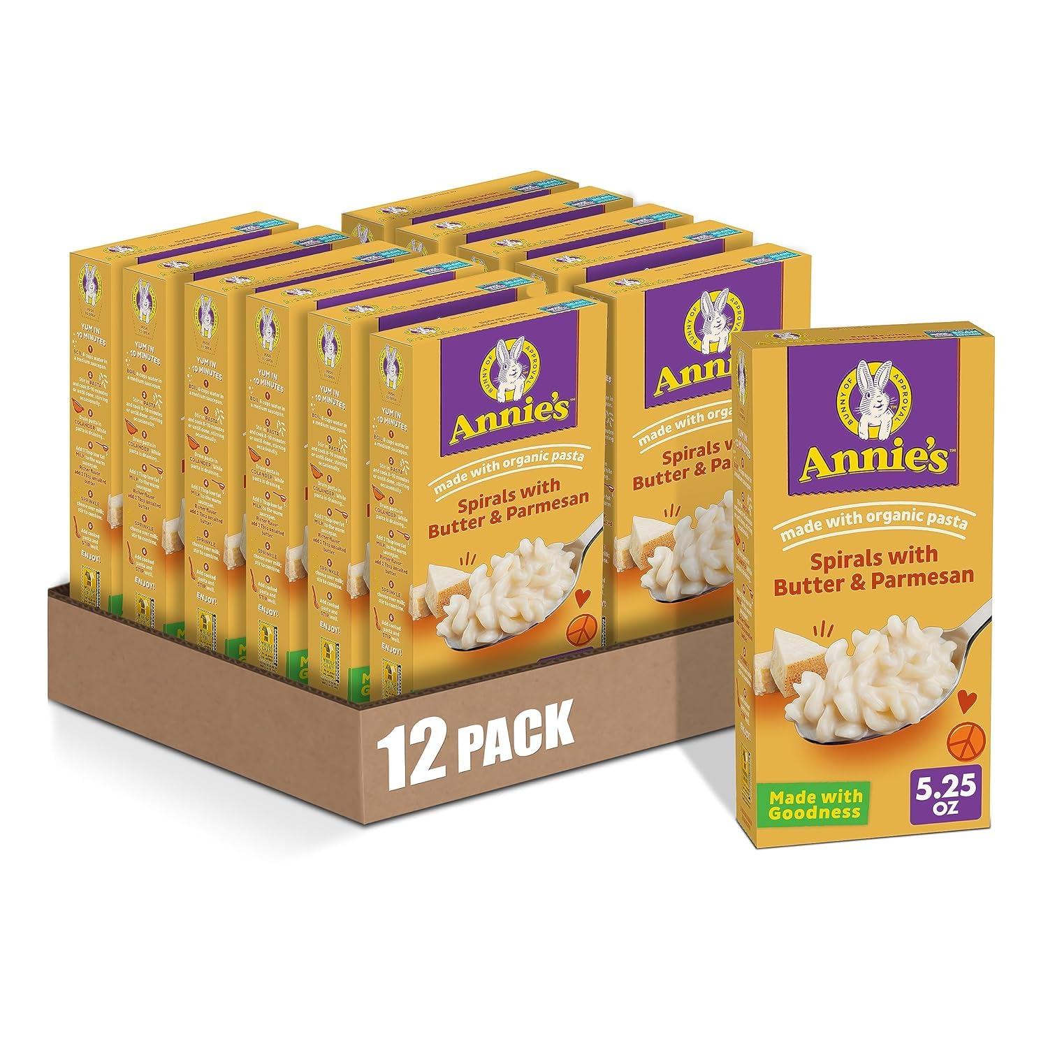 Annie's Spirals with Butter and Parmesan, Made with Organic Pasta and Real Cheese, 5.25 oz (Pack of 12)