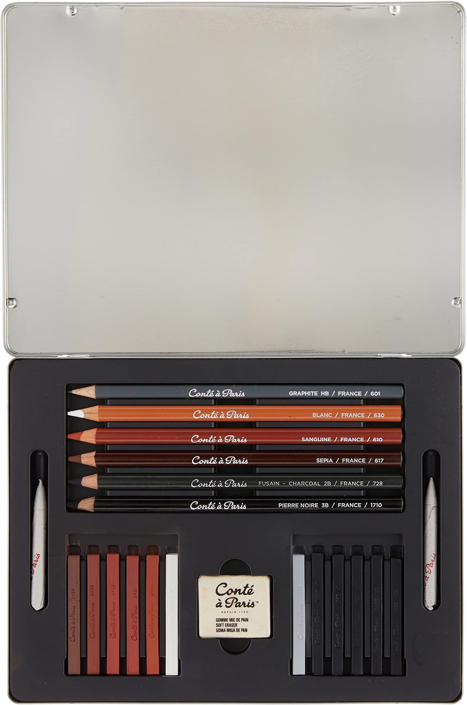 Conté à Paris The Sketching Box with Assorted Sketching Pencils,White
