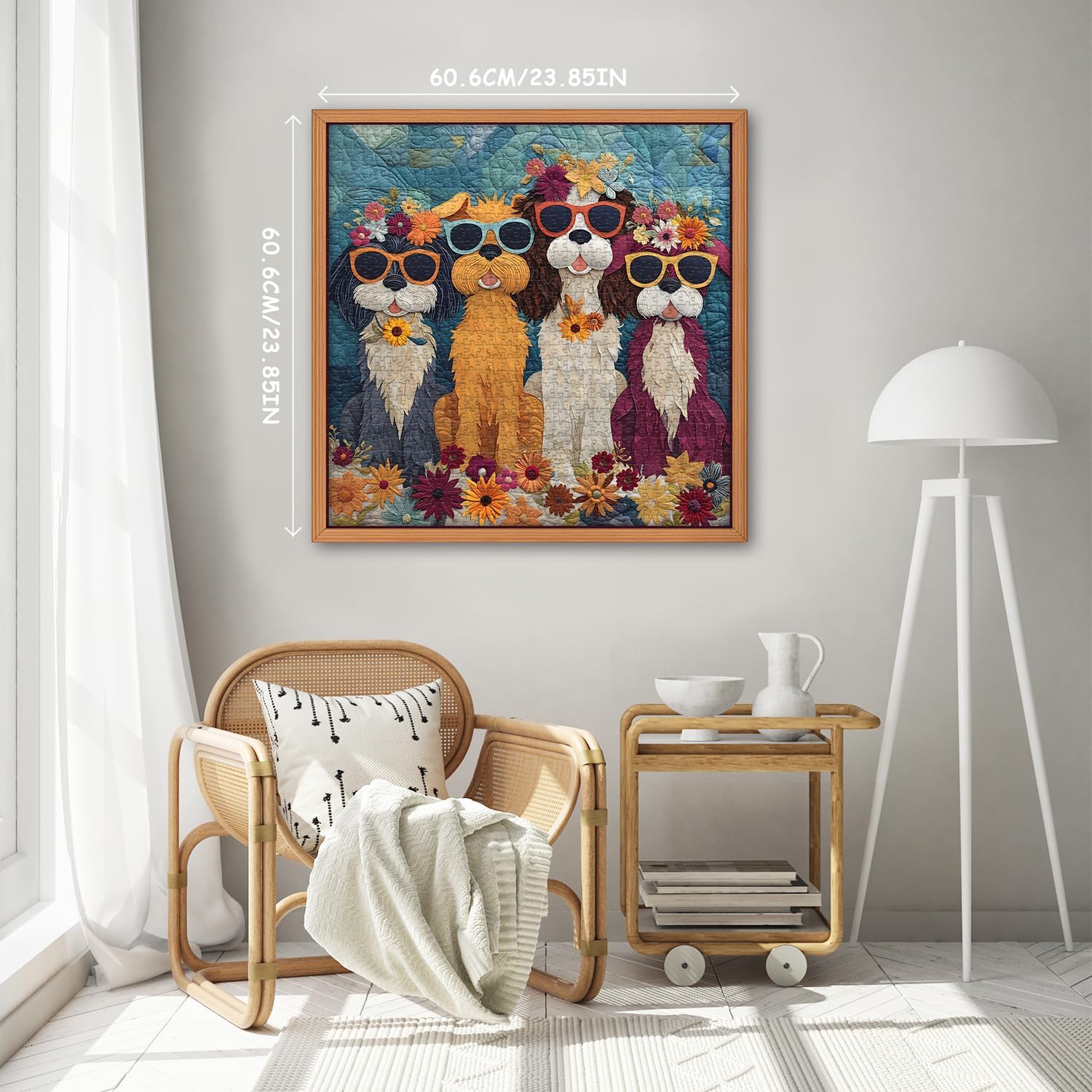 PICKFORU Funny Dog Puzzles for Adults 1000 Pieces, Cute Puppy Flower Patchwork Art Quilt Puzzles, Colorful Jigsaw Puzzles with Animals