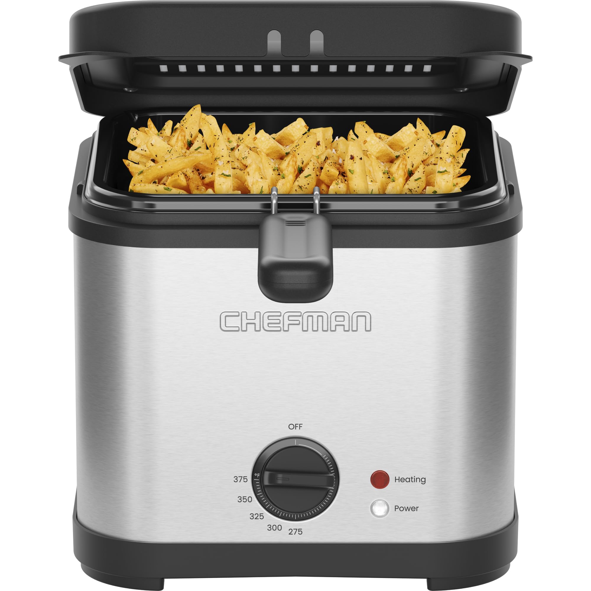 View 1 of ***MISSING PARTS***
Chefman Fry Guy 2.5 Quart / 10 Cup Deep Fryer with Wire Basket, Hinged Lid with Viewing Window, Adjustable Temperature, Perfect for Fried Chicken, Shrimp, French Fries, & Chips – Stainless Steel