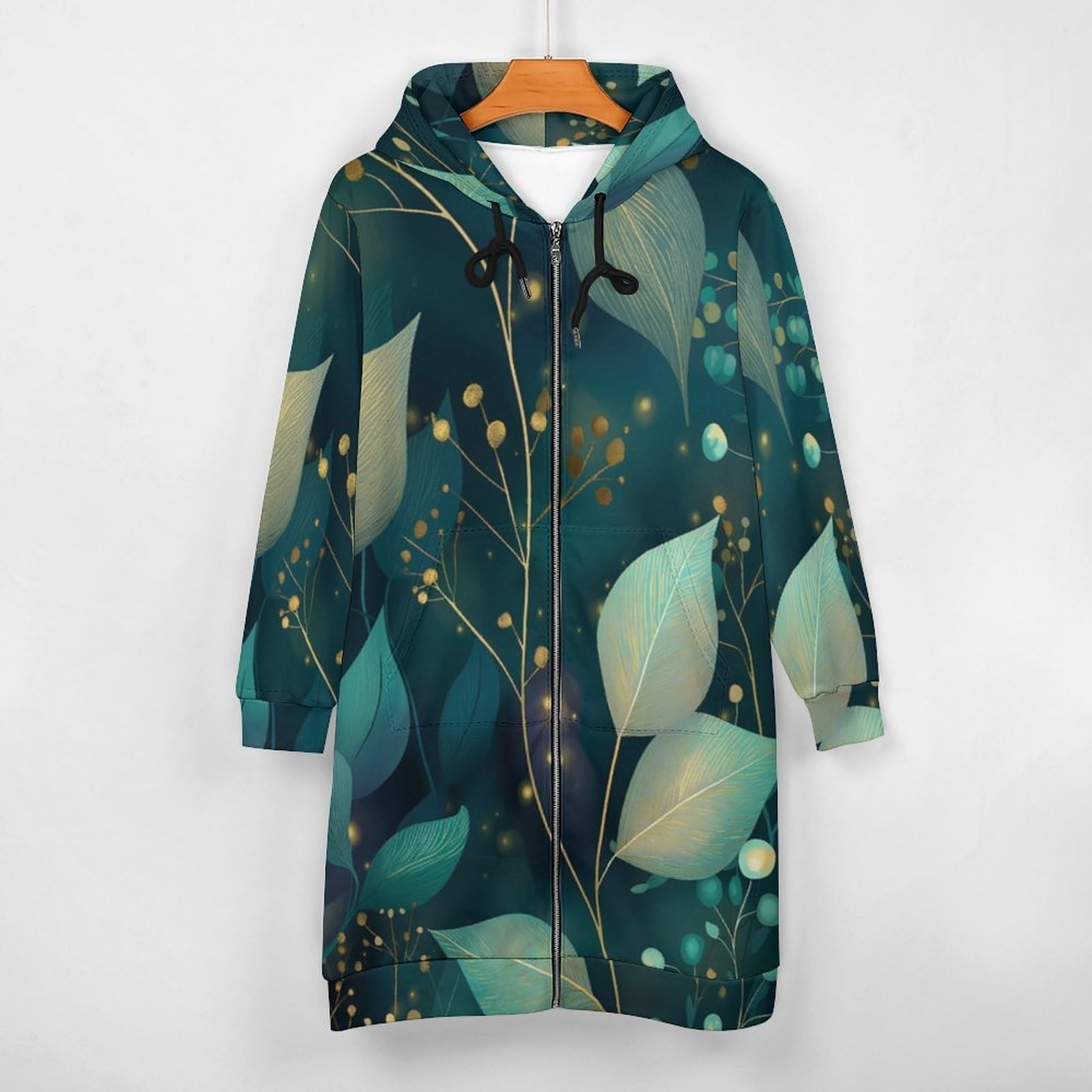 Felpa Donna con Zip Felpe Sportiva con Tasche E Cappuccio Rami E Foglie Morbida Invernale Giacca Regolabile Confortevole per Uso Quotidiano Casual